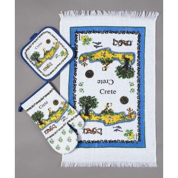 Σετ 3 τεμαχίων γάντι πιάστρα ποτηρόπανο CRETE