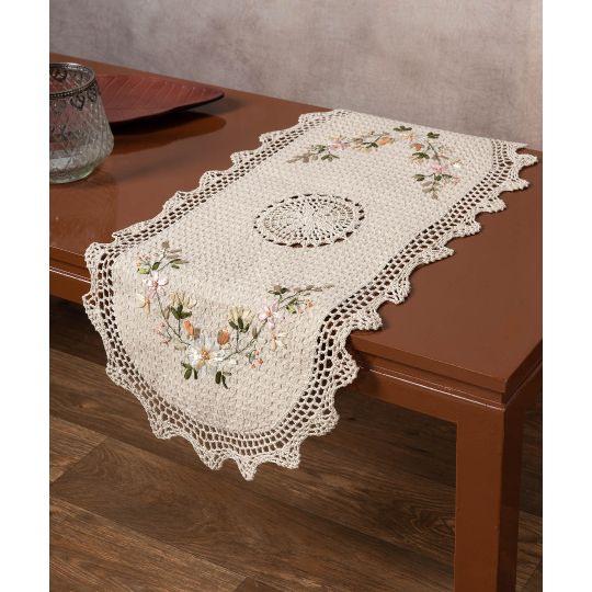 Τραβέρσα ροκοκό και πλεκτό (40cm x 90cm) 3509 oval