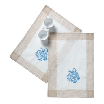 Silk Fashion Ντουζίνες (12 τεμάχια) σουπλά 3741 (35cm x 50cm) εκρού μπλέ