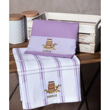 Σετ 2 τεμαχίων ποτηρόπανα (50cm x 70cm) βάζο λιλά GREECE