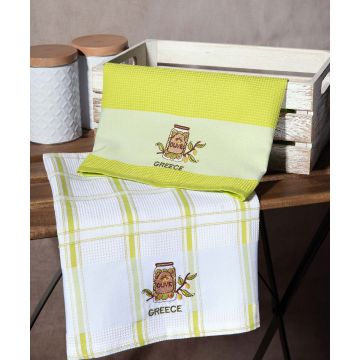 Σετ 2 τεμαχίων ποτηρόπανα (50cm x 70cm) βάζο πράσινο GREECE