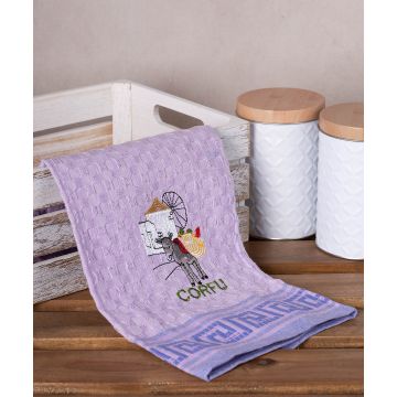 Σετ 12 τεμαχίων ποτηρόπανα γκοφρέ (50cm x 70cm) λιλά γαίδαρος CORFU