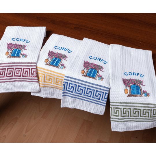 Σετ 12 τεμαχίων ποτηρόπανα (45cm x 65cm) πόρτα CORFU