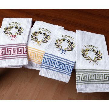 Σετ 12 τεμαχίων ποτηρόπανα (45cm x 65cm) στεφάνι CORFU
