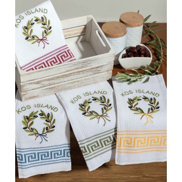 Σετ 12 τεμαχίων ποτηρόπανα (50cm x 70cm) στεφάνι KOS