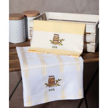 Σετ 2 τεμαχίων ποτηρόπανα (50cm x 70cm) βάζο κίτρινο KOS