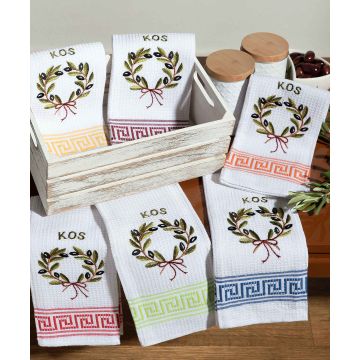 Σετ 12 τεμαχίων ποτηρόπανα (45cm x 65cm) στεφάνι KOS