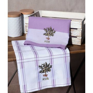 Σετ 2 τεμαχίων ποτηρόπανα (50cm x 70cm) γλάστρα λιλά KOS