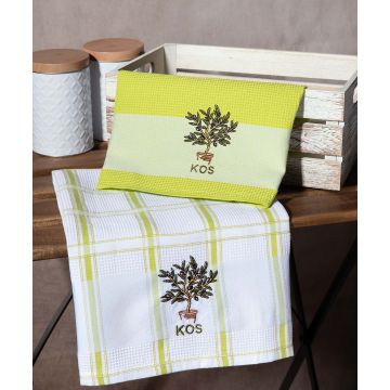 Σετ 2 τεμαχίων ποτηρόπανα (50cm x 70cm) γλάστρα πράσινο KOS