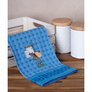 Σετ 12 τεμαχίων ποτηρόπανα γκοφρέ (50cm x 70cm) μπλέ γαίδαρος KOS