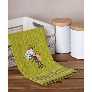 Σετ 12 τεμαχίων ποτηρόπανα γκοφρέ (50cm x 70cm) πράσινο γαίδαρος KOS