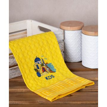 Σετ 12 τεμαχίων ποτηρόπανα γκοφρέ (50cm x 70cm) κίτρινος εκκλησία KOS