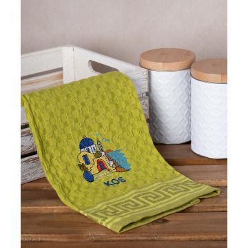 Σετ 12 τεμαχίων ποτηρόπανα γκοφρέ (50cm x 70cm) πράσινο εκκλησία KOS