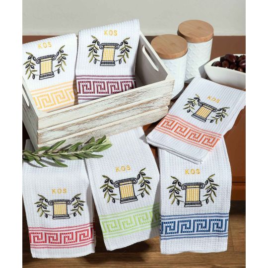 Σετ 12 τεμαχίων ποτηρόπανα (45cm x 65cm) κίωνας  KOS