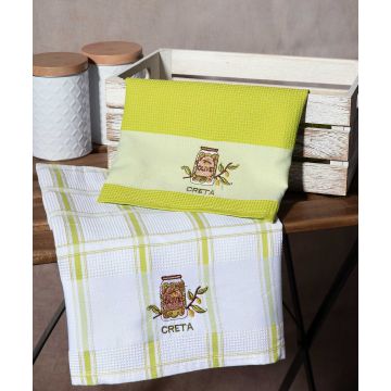 Σετ 2 τεμαχίων ποτηρόπανα (50cm x 70cm) βάζο πράσινο CRETA