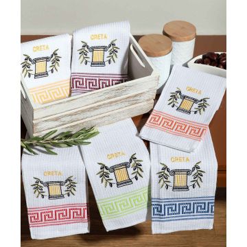 Σετ 12 τεμαχίων ποτηρόπανα (45cm x 65cm) κίωνας CRETA