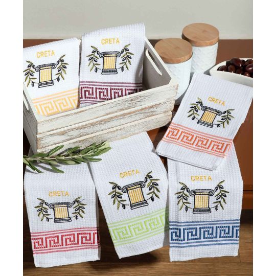 Σετ 12 τεμαχίων ποτηρόπανα (45cm x 65cm) κίωνας CRETA