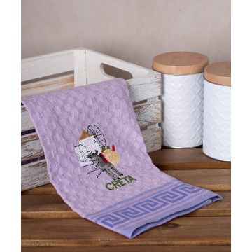 Σετ 12 τεμαχίων ποτηρόπανα γκοφρέ (50cm x 70cm) λιλά γαίδαρος CRETA