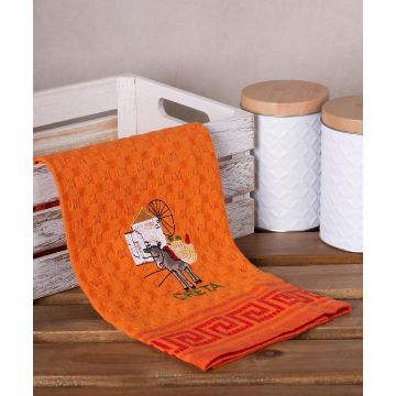 Σετ 12 τεμαχίων ποτηρόπανα γκοφρέ (50cm x 70cm) πορτοκαλί γαίδαρος CRETA