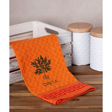 Σετ 12 τεμαχίων ποτηρόπανα γκοφρέ (50cm x 70cm) πορτοκαλί γλάστρα CRETA