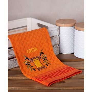 Σετ 12 τεμαχίων ποτηρόπανα γκοφρέ (50cm x 70cm) πορτοκαλί κίονας CRETA
