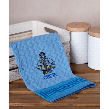 Σετ 12 τεμαχίων ποτηρόπανα γκοφρέ (50cm x 70cm) μπλέ κρητικός CRETA