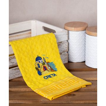 Σετ 12 τεμαχίων ποτηρόπανα γκοφρέ (50cm x 70cm) κίτρινος εκκλησία CRETA