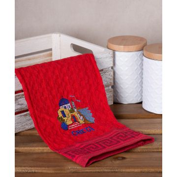 Σετ 12 τεμαχίων ποτηρόπανα γκοφρέ (50cm x 70cm) κόκκινο εκκλησία CRETA