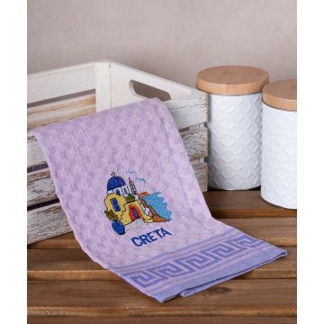 Σετ 12 τεμαχίων ποτηρόπανα γκοφρέ (50cm x 70cm) λιλά εκκλησία CRETA