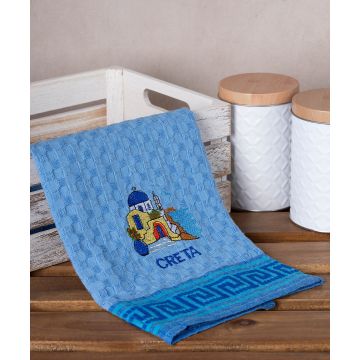 Σετ 12 τεμαχίων ποτηρόπανα γκοφρέ (50cm x 70cm) μπλέ εκκλήσία CRETA