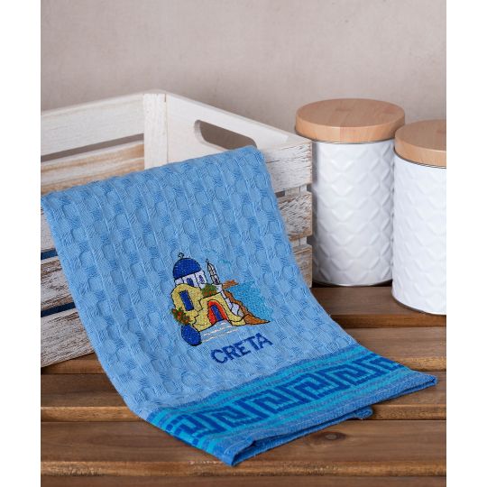 Σετ 12 τεμαχίων ποτηρόπανα γκοφρέ (50cm x 70cm) μπλέ εκκλήσία CRETA