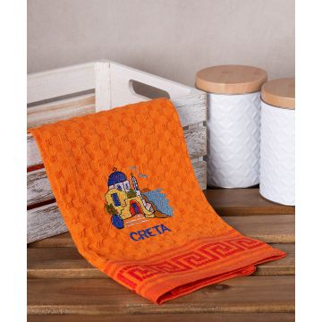 Σετ 12 τεμαχίων ποτηρόπανα γκοφρέ (50cm x 70cm) πορτοκαλί εκκλησία CRETA