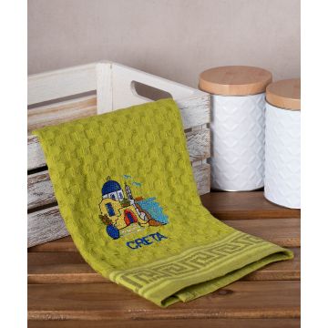 Σετ 12 τεμαχίων ποτηρόπανα γκοφρέ (50cm x 70cm) πράσινο εκκλησία CRETA