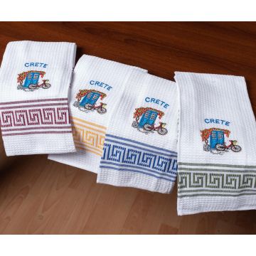 Σετ 12 τεμαχίων ποτηρόπανα (45cm x 65cm) ποδήλατο CRETE