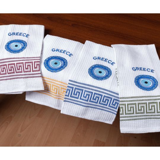 Σετ 12 τεμαχίων ποτηρόπανα (45cm x 65cm) μάτι CRETE