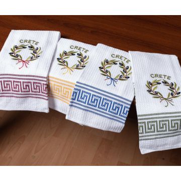 Σετ 12 τεμαχίων ποτηρόπανα (45cm x 65cm) στεφάνι CRETE