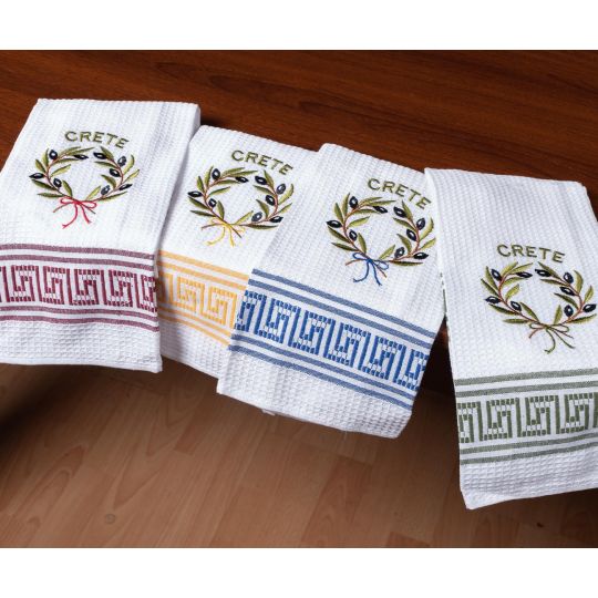 Σετ 12 τεμαχίων ποτηρόπανα (45cm x 65cm) στεφάνι CRETE