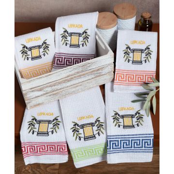 Σετ 12 τεμαχίων ποτηρόπανα (45cm x 65cm) κίωνας LEFKADA