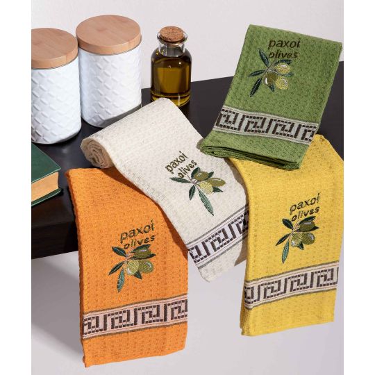 Σετ 12 τεμαχίων ποτηρόπανα (45cm x 65cm) καρπός ελιάς PAXOI