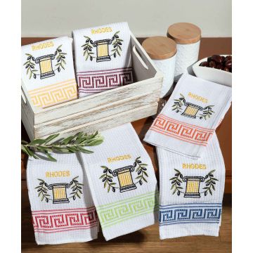 Σετ 12 τεμαχίων ποτηρόπανα (45cm x 65cm) κίωνας RHODES