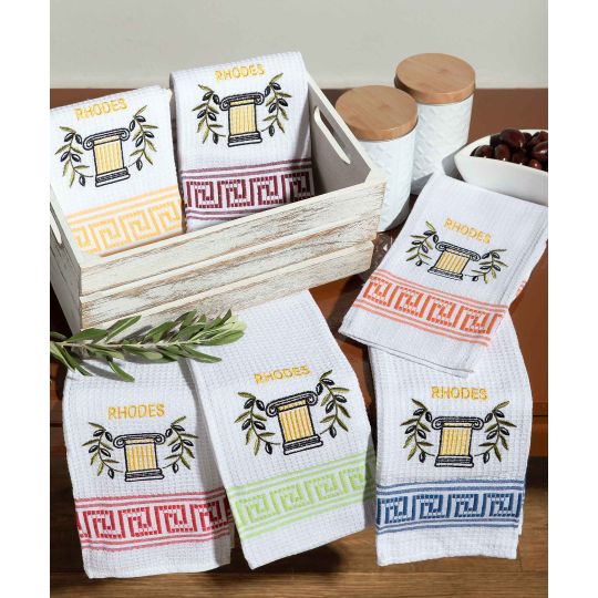 Σετ 12 τεμαχίων ποτηρόπανα (45cm x 65cm) κίωνας RHODES