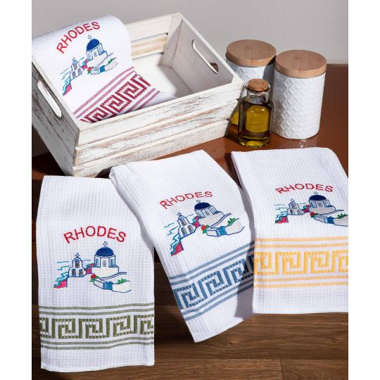 Σετ 12 τεμαχίων ποτηρόπανα (50cm x 70cm) εκκλησία RHODES