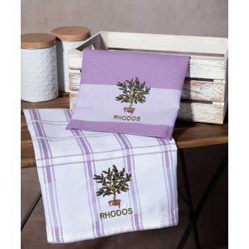 Σετ 2 τεμαχίων ποτηρόπανα (50cm x 70cm) γλάστρα λιλά RHODES