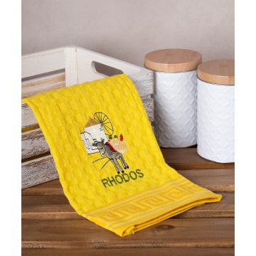 Σετ 12 τεμαχίων ποτηρόπανα γκοφρέ (50cm x 70cm) κίτρινος γαίδαρος RHODES