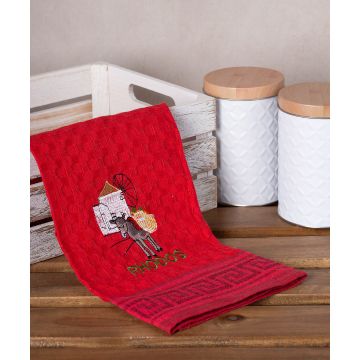 Σετ 12 τεμαχίων ποτηρόπανα γκοφρέ (50cm x 70cm) κόκκινο γάιδαρος RHODES