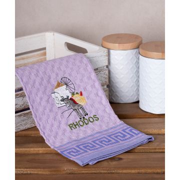 Σετ 12 τεμαχίων ποτηρόπανα γκοφρέ (50cm x 70cm) λιλά γαίδαρος RHODES