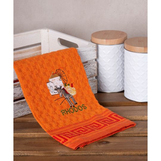 Σετ 12 τεμαχίων ποτηρόπανα γκοφρέ (50cm x 70cm) πορτοκαλί γαίδαρος RHODES