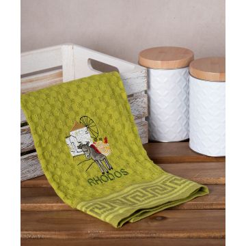 Σετ 12 τεμαχίων ποτηρόπανα γκοφρέ (50cm x 70cm) πράσινο γαίδαρος RHODES