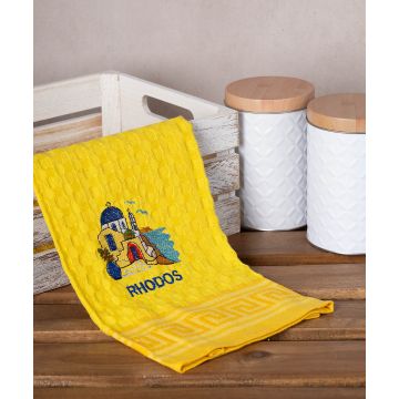 Σετ 12 τεμαχίων ποτηρόπανα γκοφρέ (50cm x 70cm) κίτρινο εκκλησία RHODES