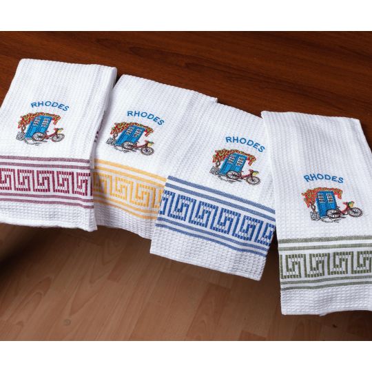 Σετ 12 τεμαχίων ποτηρόπανα (45cm x 65cm) ποδήλατο RHODES